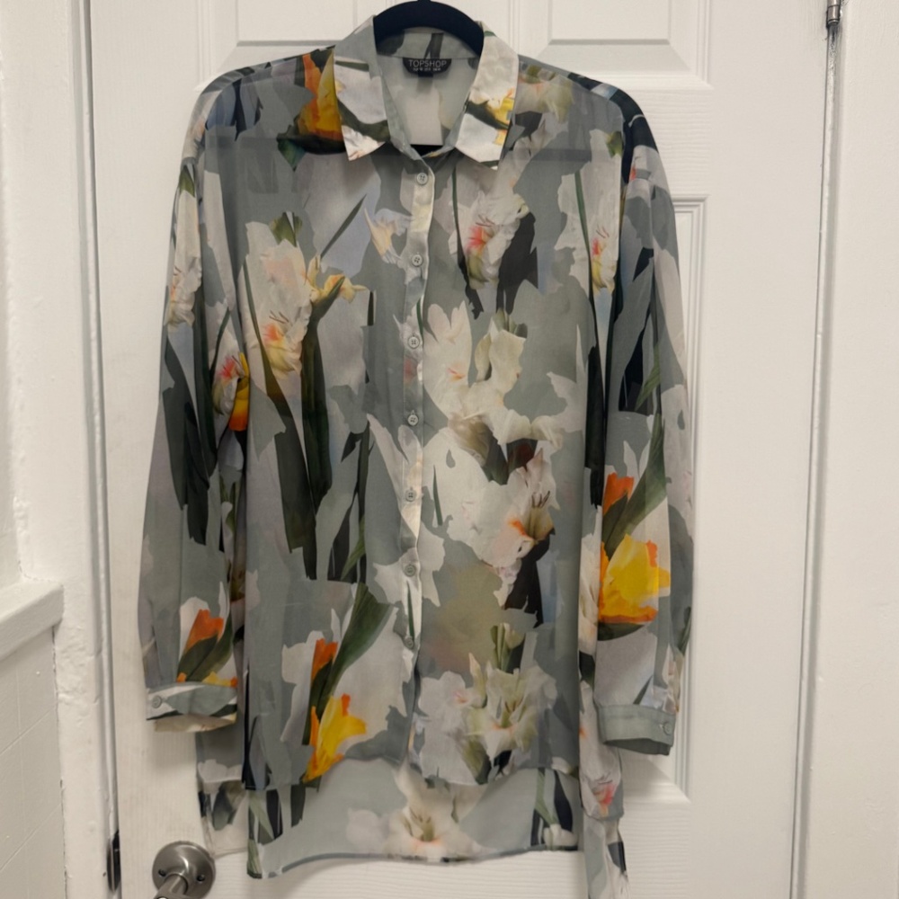 Sheer Floral Topshop Blouse